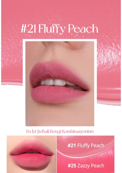 Uzun Süre Kalıcı ve Hafif Formüllü, Kadife Bitişli Tint PERIPERA Ink Airy Velvet (21 Fluffy Peach)