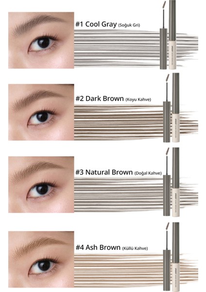 Özel Fırça Tasarımlı, Yoğun Pigmentli Kaş Maskarası PERIPERA Speedy Skinny Browcara 02 Dark Brown