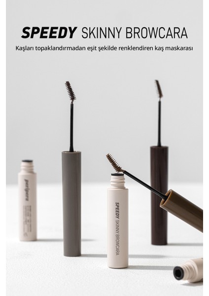 Özel Fırça Tasarımlı, Yoğun Pigmentli Kaş Maskarası PERIPERA Speedy Skinny Browcara 01 Cool Gray