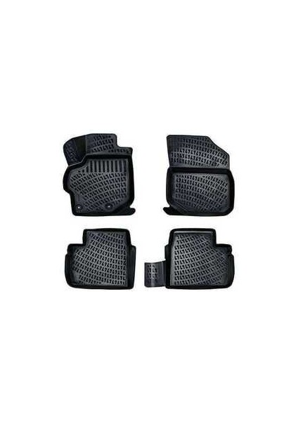 3D Havuzlu Paspas Ekolojik Termokauçuk Malzeme ile Kaymaz Yüzey 4 Parça Set