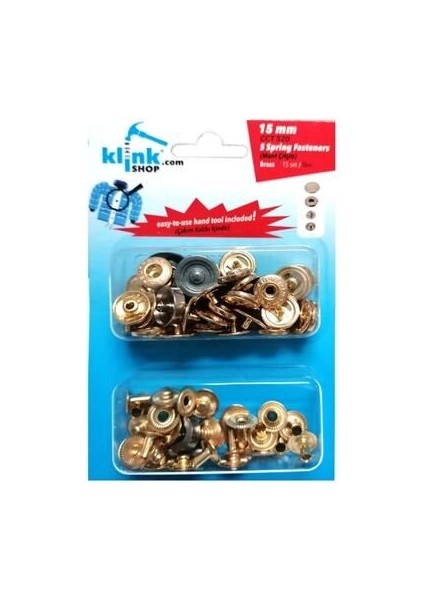 15 mm Çıtçıt Çekiçle Uygulama Aparatları ve Gold Renk 15 Adet Çıtçıt Kiti- Paslanmaz Pirinç Çıtçıt