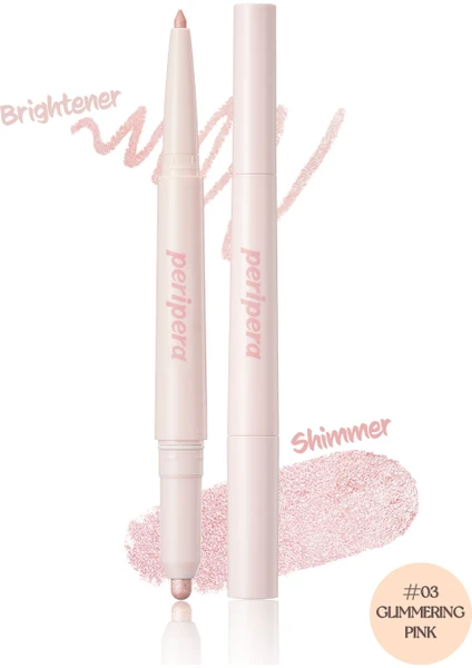 Çift Taraflı Işıltılı Kalem Far PERIPERA Sugar Twinkle Duo Eye Stick (03 Glimmering Pink)