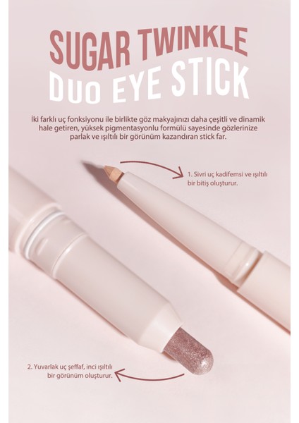 Çift Taraflı Işıltılı Kalem Far PERIPERA Sugar Twinkle Duo Eye Stick (02 Shimmering)