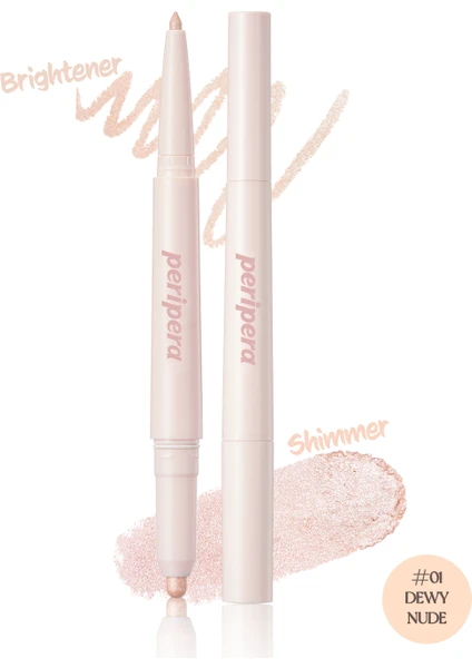 Çift Taraflı Işıltılı Kalem Far PERIPERA Sugar Twinkle Duo Eye Stick (01 Dewy Nude)