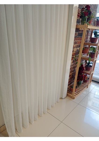 Çizgili Sade Beyaz Tül Perde 1/3 Sık Pileli indirimleri