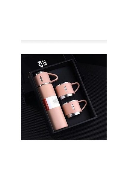 Vacuum Termos Paslanmaz Çelik 500 ml Sıcak-Soğuk Termos Seti 3 Bardaklı