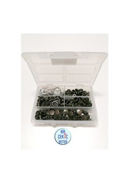 15 mm Kalın Mont Çıtçıtı Antik Sarı - Çekiçle Uygulama Aparatlı Kit - 60 Adet - Paslanmaz Pirinç Çıtçıt