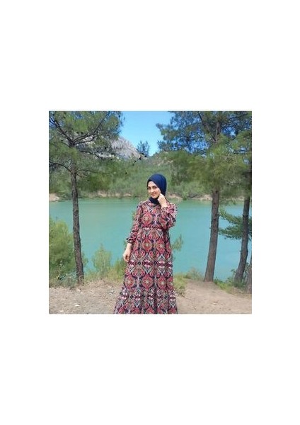 Şal Desenli Viskon Yazlık Elbise