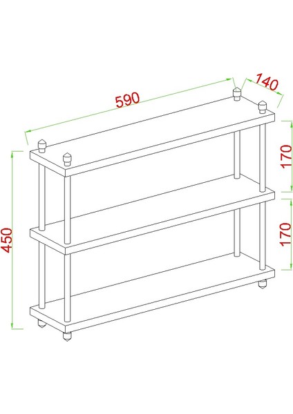 Inci Baharatlık, Mutfak Rafı, Çok Amaçlı Raf, 3 Katlı , Metal Ayaklı, Organizer, 60 cm fiyatları