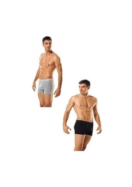 Erkek Likralı Elastan Boxer 5 Siyah 5 Gri Renk 10'lu Paket Abani Classic