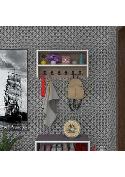 Kenzlife elbise askılığı askılık zeytuni crd 35*070*20 siyah 6 adet askı portmanto raflı