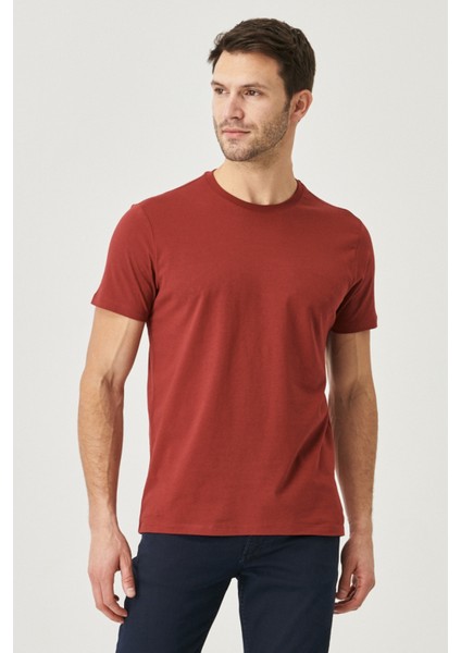 Erkek Bordo-lacivert Slim Fit Dar Kesim Bisiklet Yaka %100 Pamuk 2'li Düz Tişört Paketi fırsatları