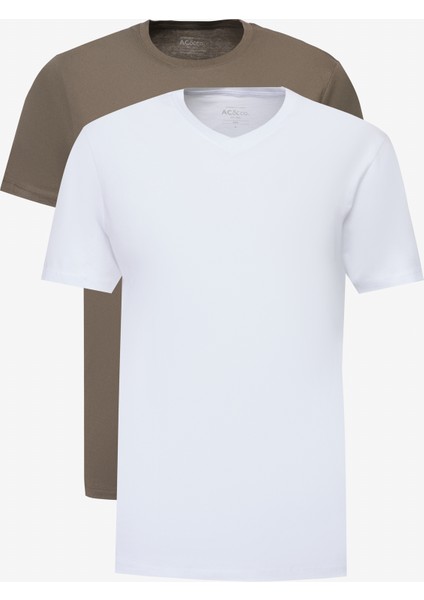 2'li Paket Slim Fit Dar Kesim Pamuklu Basic Tişört