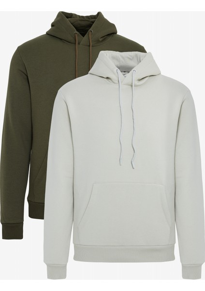 2'li Paket Standart Fit Normal Kesim Kapüşonlu Kanguru Cepli Sweatshirt