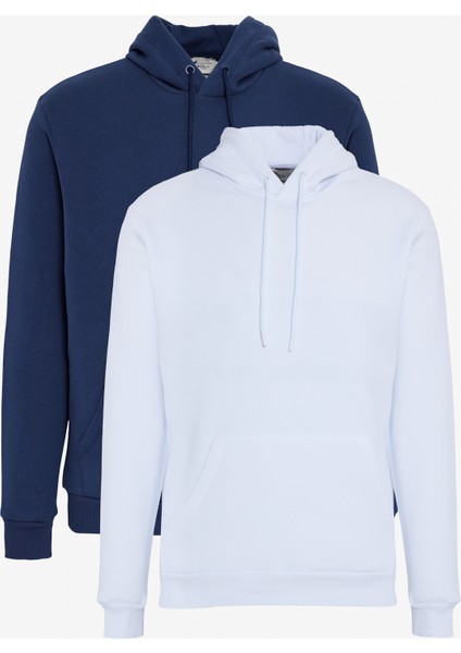 2'li Paket Standart Fit Normal Kesim Kapüşonlu Kanguru Cepli Sweatshirt