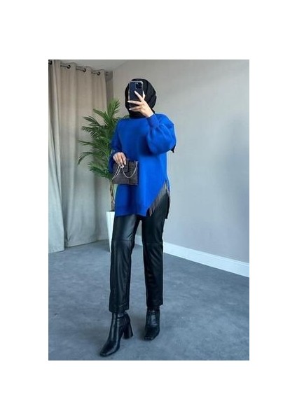 Yarı Zincirli Triko Kazak Saks fiyatları