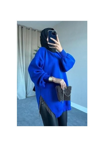 Yarı Zincirli Triko Kazak Saks fırsatları