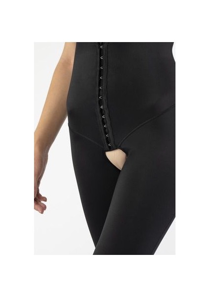 Sırt-Abdominal Diz Altı Göğsü Açık Post Op Kompresyon Korsesi Siyah modelleri