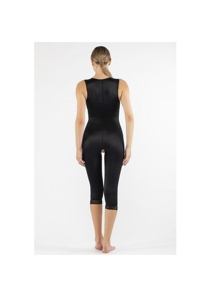 Sırt-Abdominal Diz Altı Göğsü Açık Post Op Kompresyon Korsesi Siyah indirimleri