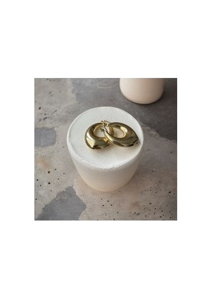 Elips Bombe Gold Halka Küpe