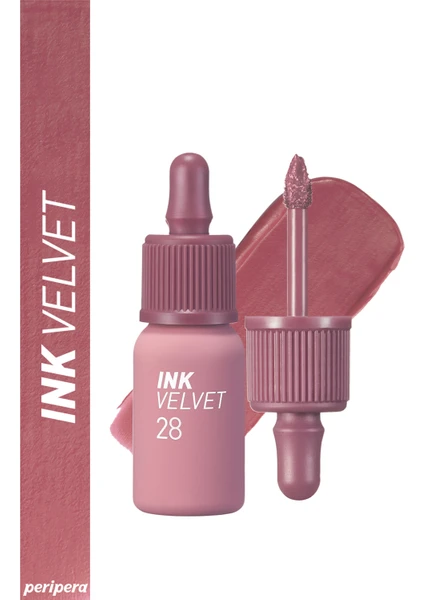 Yüksek Pigmentli, Kadife Görünümlü, Gün Boyu Kalıcı Tint PERIPERA Ink Velvet (28 Mauveful Nude)