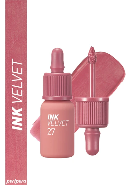 Yüksek Pigmentli, Kadife Görünümlü, Gün Boyu Kalıcı Tint PERIPERA Ink Velvet (27 Strawberry Nude)