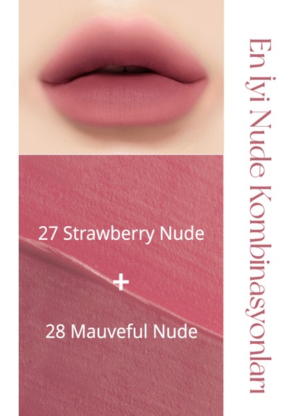 Yüksek Pigmentli, Kadife Görünümlü, Gün Boyu Kalıcı Tint PERIPERA Ink Velvet (27 Strawberry Nude)