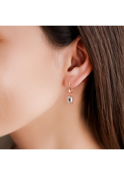 Baget Tek Taş Rose Gümüş Küpe fiyatları