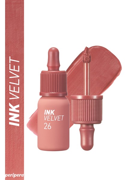 Yüksek Pigmentli, Kadife Görünümlü, Gün Boyu Kalıcı Tint PERIPERA Ink Velvet (26 Well Made Nude)