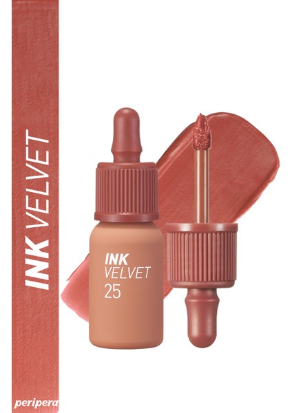 Yüksek Pigmentli, Kadife Görünümlü, Gün Boyu Kalıcı Tint PERIPERA Ink Velvet (25 Cinnamon Nude)