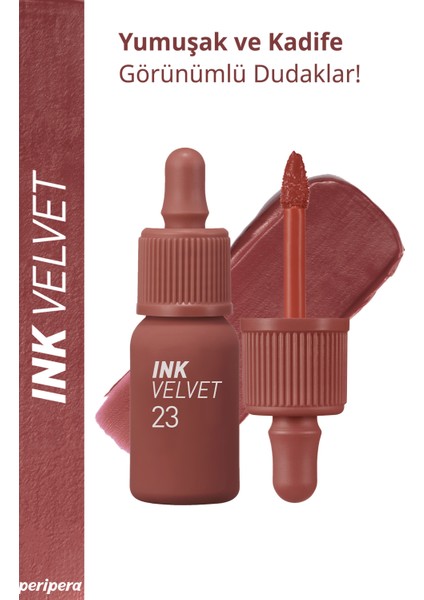 Yüksek Pigmentli, Kadife Görünümlü, Gün Boyu Kalıcı Tint PERIPERA Ink Velvet (23 Nutty Nude)