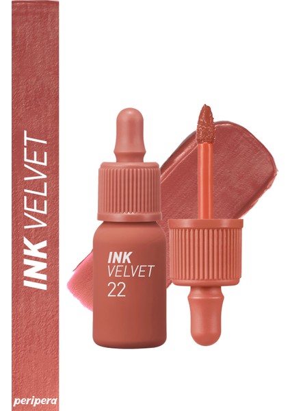 Yüksek Pigmentli, Kadife Görünümlü, Gün Boyu Kalıcı Tint PERIPERA Ink Velvet (22 Bouquet Nude)