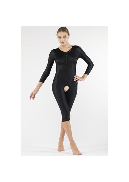 Tüm Vücut Askılı Post Op Kompresyon Korsesi Siyah