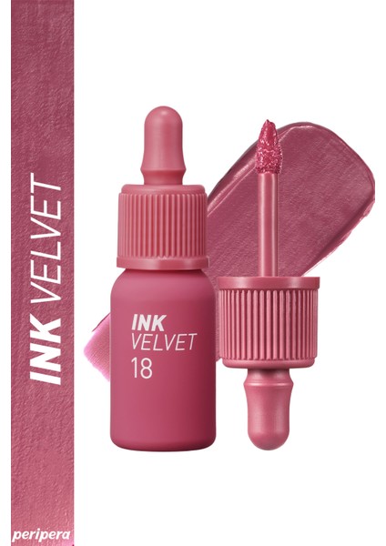 Yüksek Pigmentli, Kadife Görünümlü, Gün Boyu Kalıcı Tint PERIPERA Ink Velvet (18 Star Plum Pink)