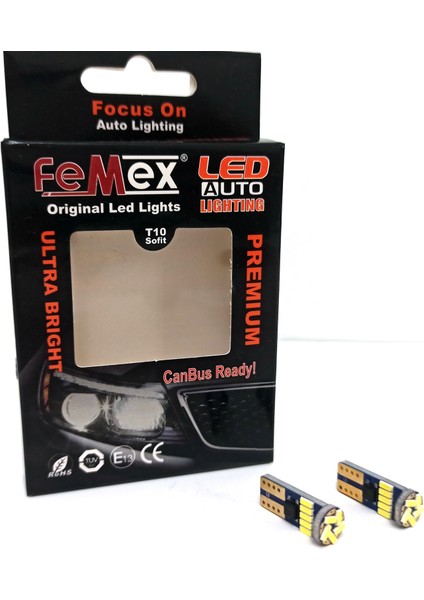 Premium T10 Parlak Beyaz Mini LED 15 Ledli 4014 Chipset