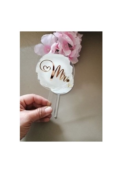 Mrs. Mr. Caketoppers Şeffaf Pleksi Pasta Süsü modelleri