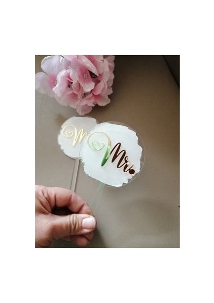 Mrs. Mr. Caketoppers Şeffaf Pleksi Pasta Süsü fırsatları