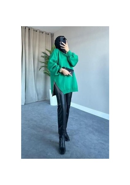 Yarı Zincirli Triko Kazak Yeşil fiyatları