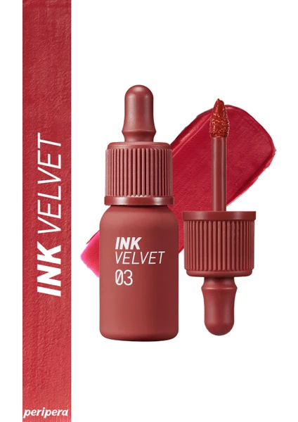 Yüksek Pigmentli, Kadife Görünümlü, Gün Boyu Kalıcı Tint Peripera Ink Velvet (3 Red Only)