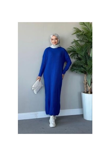 Fitilli Triko Elbise Saks