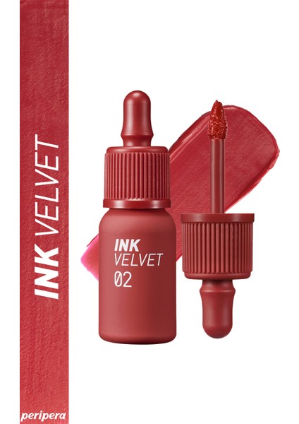 Yüksek Pigment Içeren, Kadife Görünümlü Gün Boyu Kalıcı Tint Peripera Ink Velvet (2 Celeb Deep Rose)