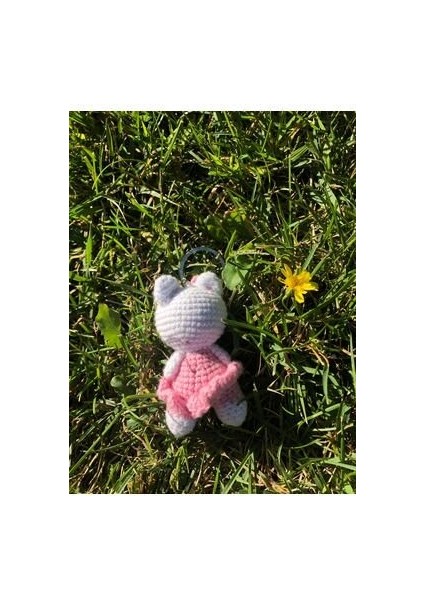 Sevimli Oyun Arkadaşı Kedicik Anahtarlık Amigurumi Organik Oyuncak 9cm