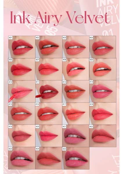 Uzun Süre Kalıcı Hafif Formüllü Kadife Bitişli Tint PERIPERA Ink Airy Velvet(20Beautiful Coral Pink)