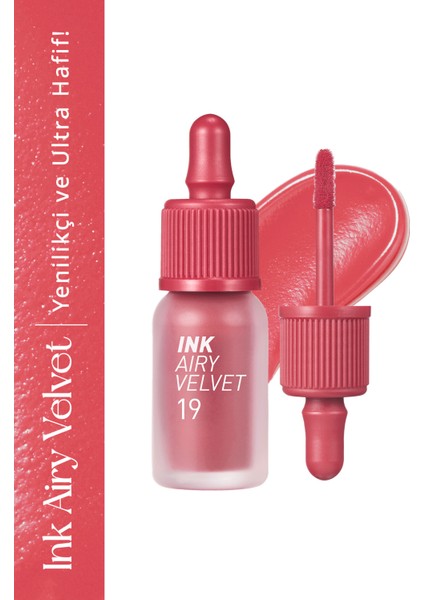 Uzun Süre Kalıcı ve Hafif Formüllü, Kadife Bitişli Tint PERIPERA Ink Airy Velvet (19 Elf Light Rose)