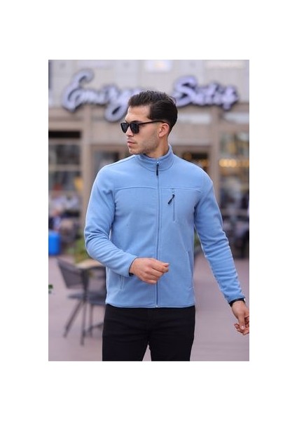 Erkek Fermuarlı Polar Kışlık Polar Anti-Pilling