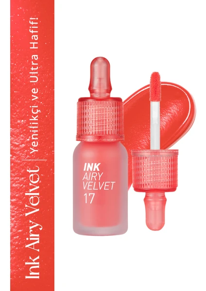 Uzun Süre Kalıcı Hafif Formüllü Kadife Bitişli Tint PERIPERA Ink Airy Velvet(17Attached Orange Pink)