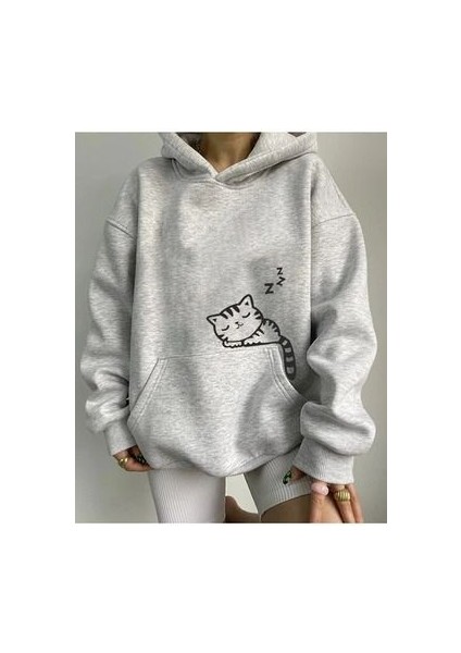 Giyim Beyaz Kadın Hoodie Sweat Byclasman
