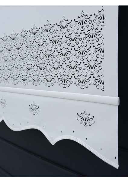Lazer Etek Işlemeli Stor Perde - Beyaz - Ithal Mat Kalın Stor modelleri