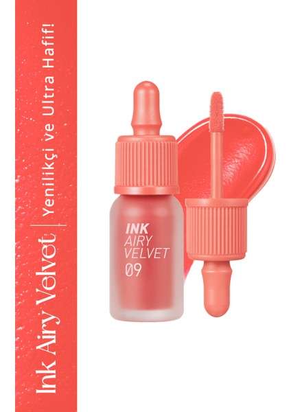 Uzun Süre Kalıcı ve Hafif Formüllü, Kadife Bitişli Tint PERIPERA Ink Airy Velvet (9 100 Point Coral)