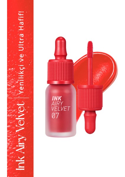 Uzun Süre Kalıcı ve Hafif Formüllü Kadife Bitişli Tint PERIPERA Ink Airy Velvet (7 Heart Grapefruit)